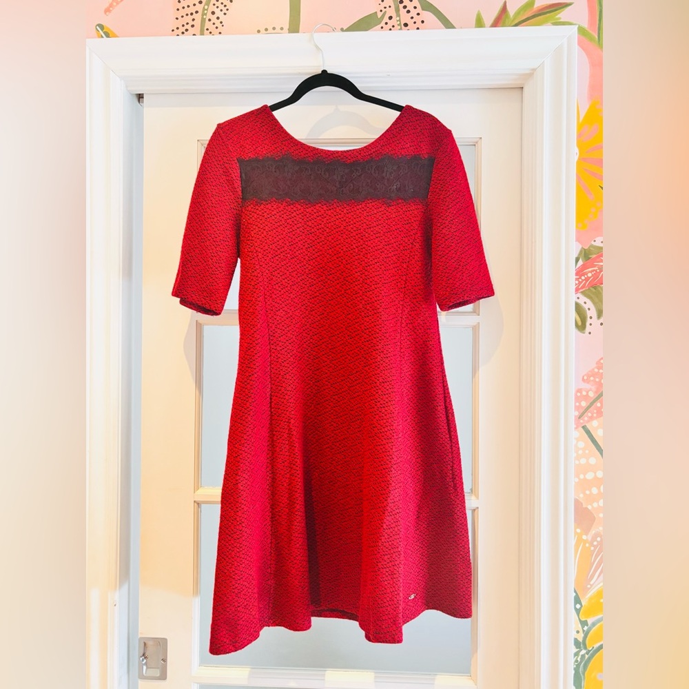 #37 Elegant Red Lace Women's Dress